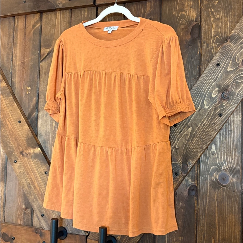 Polagram Vibrant Orange Textured Top